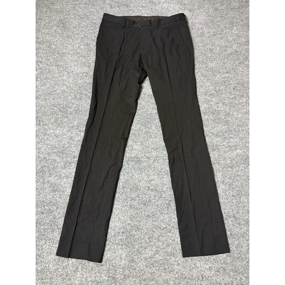 Top Man Dress Pants Mens 30x32 Black Slim Fit Stretch Flat Front Work